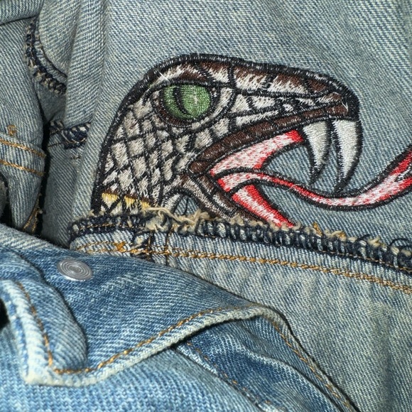 Born Fly Tint Wash Embroidered Jacket Denim Trucker Gadwall 2X Eagle New w Tags - Picture 13 of 13